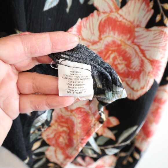 BILLABONG Just Like Us Black Floral lace up long sleeve Mini Dress size S - Picture 12 of 13